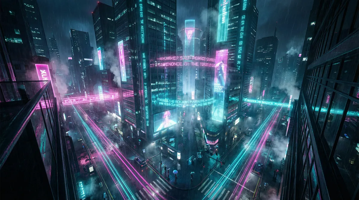 霜之哀伤攻略 竖屏短剧平台首页背景 - 赛博朋克都市夜景